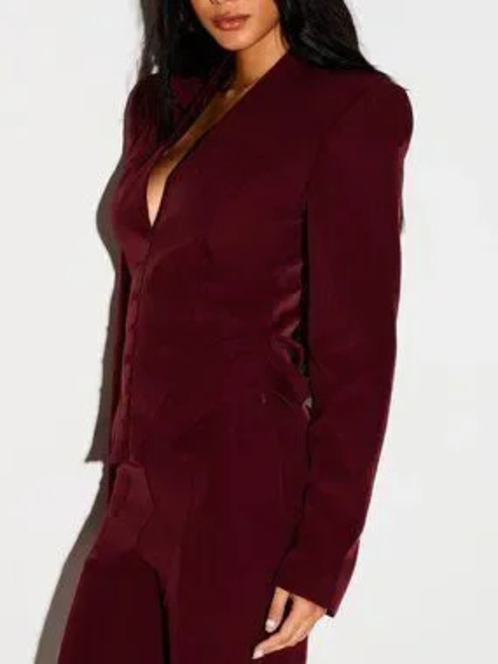 ZARA Brown Elegant Women's Structured Corset Blazer With Button Detail